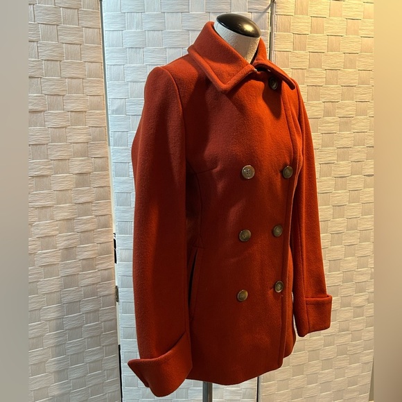 Hilary Radley Women's Double-Breasted Rust Wool Coat Size 2 - Picture 4 of 7